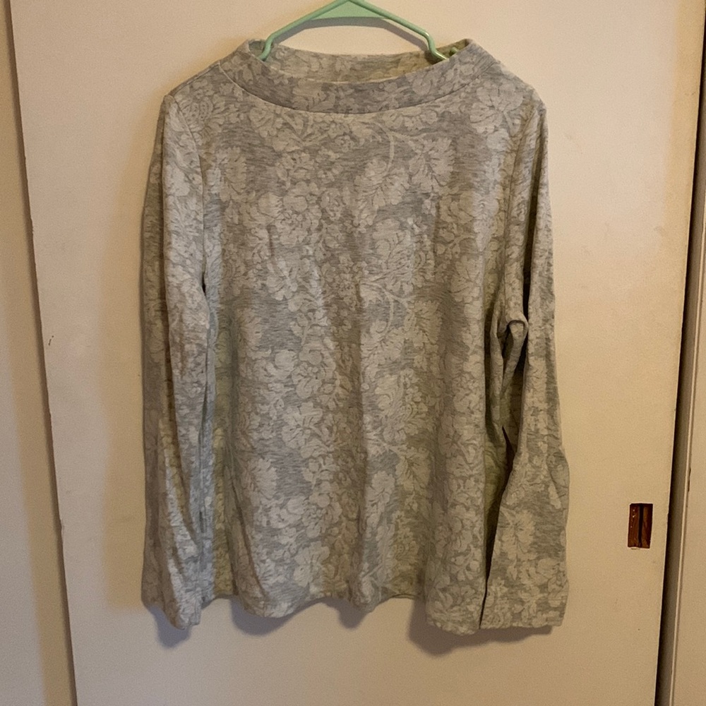 LOFT size large, white and grey mock turtleneck